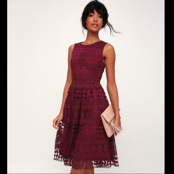 Lulus Dresses & Skirts - LuLus Madly in Love Plum crochet lace dress